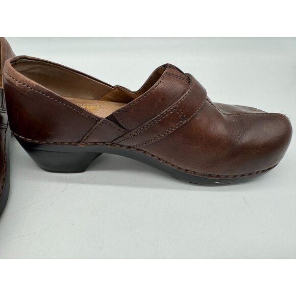 Dansko Womens Heels Leather Clogs Shoes Size 39 Brown Slip On Casual Round Toe - Picture 4 of 13